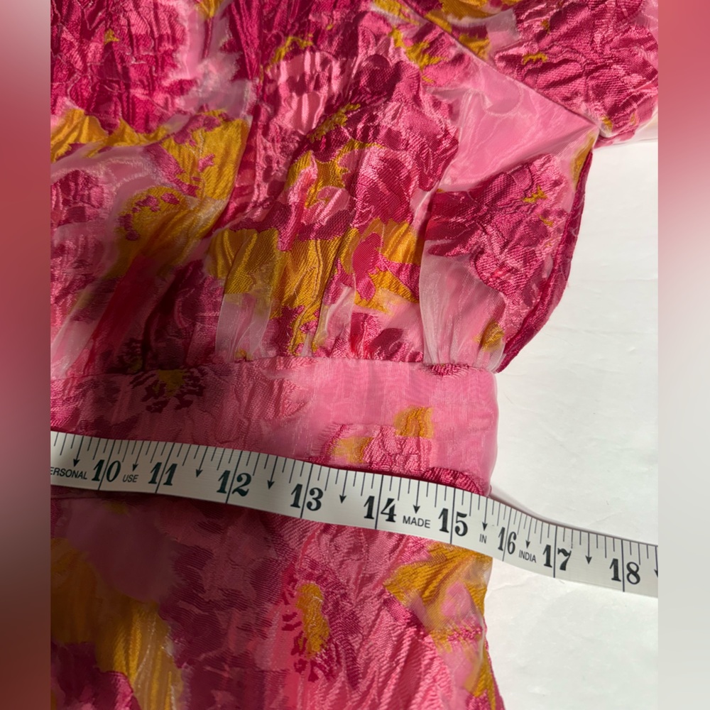 Petal & Pup Olivia Organza Pink and Yellow Floral Mini Dress - Picture 14 of 16